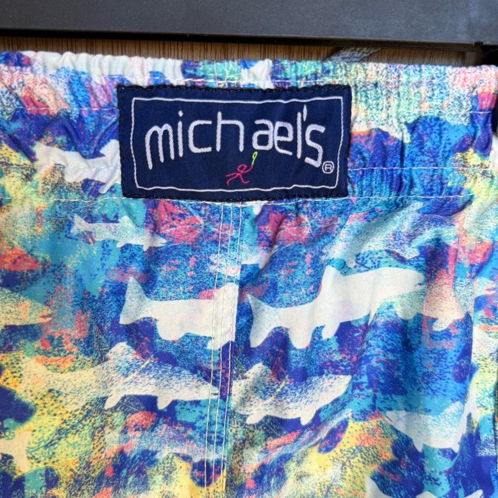 MICHAELS SWIMWEAR MEN'S FISH BLUE SWIM TRUNK Size XXL - Picture 4 of 11